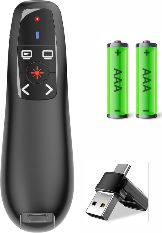 Jihaan Wireless Presentation Clicker PowerPoint Presenter Remote : USB Type C Clicker(1 nm, RED)