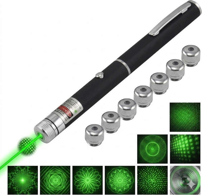 SEBON 7 Nozzel Green Laser Light with different mode for kids, child fun(450 nm, Green)