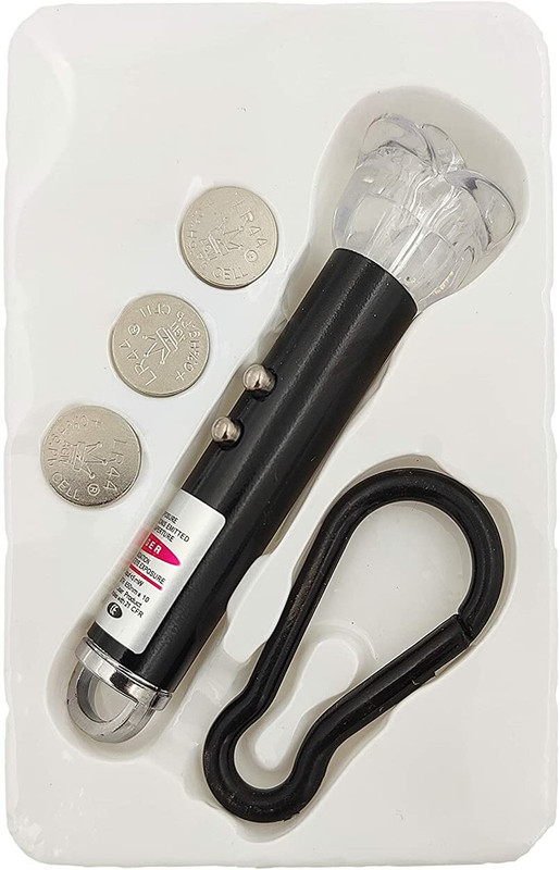 Naama 3in1 Laser Pointer, Laser Torch with Emergency Hazard LED Light & KeyChain Hook(320 nm, Multicolor)