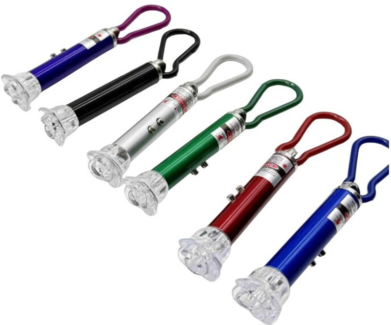 Dvija Collection (Set of 2PCS) 3-in-1 Laser Pointer Keychain | Red Laser, LED Torch & UV Light |(100 nm, Red)
