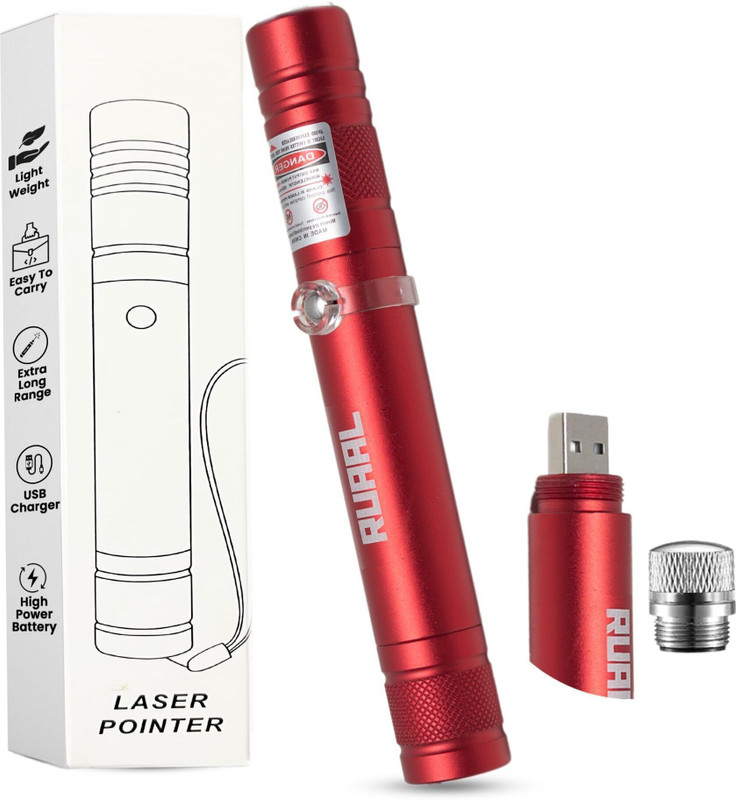 RUAAL Red Laser Pointer High Power| USB Rechargeable Laser Light Pen pointer(2500 nm, Red)