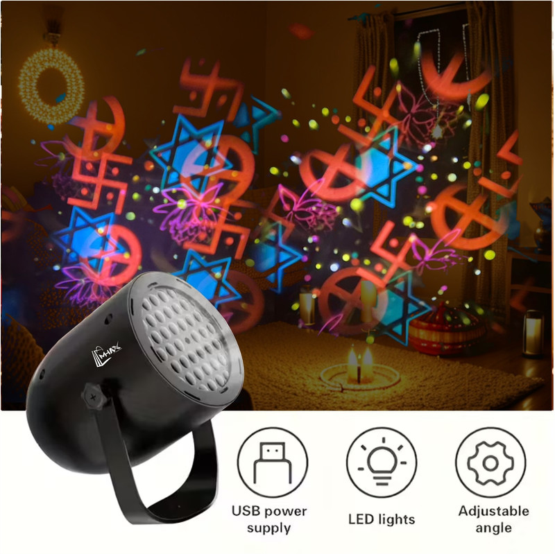 MHAX Diwali Laser Light for Home, Colorful LED Projector Lamp with Moving Patterns(50 nm, Black)