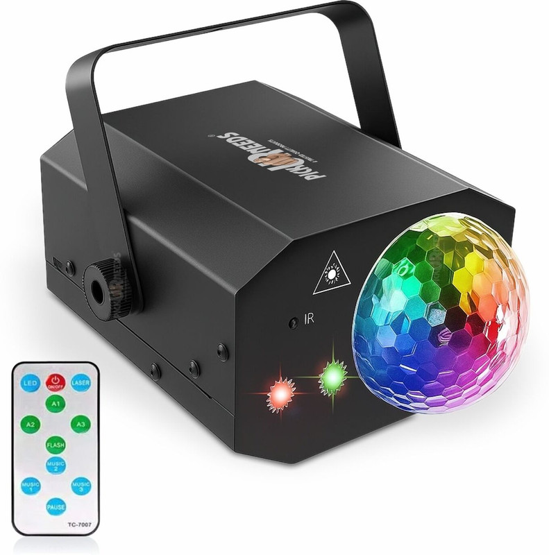 Sunaze Dual Lens Party Light Projector with Remote – Sound Activated RGB LED Disco Ball(50 nm, Black)