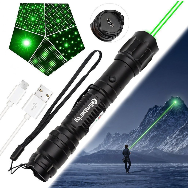 Zomei Powerful LED Green Laser Pointer Long Range USB Rechargeable 8 Mode(532 nm, Green)