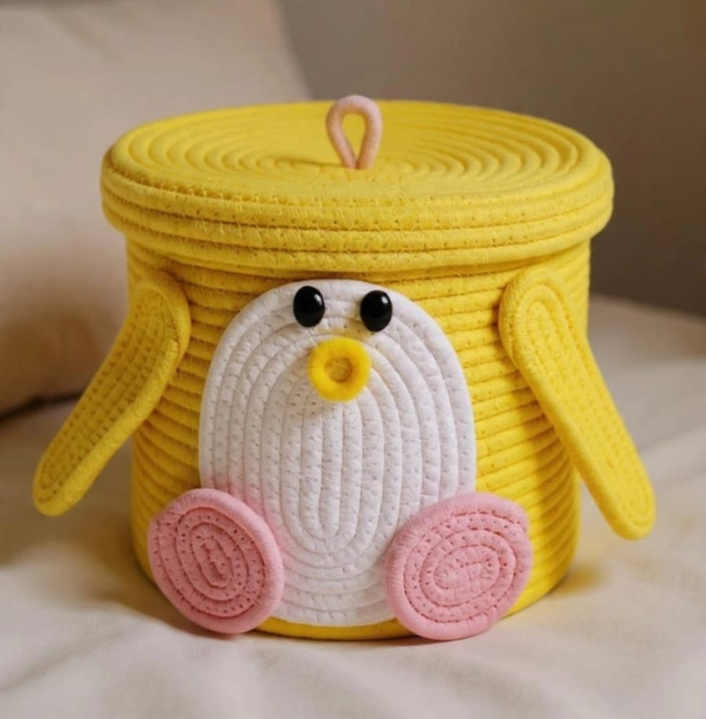 Hamzatexails 2 L Yellow Laundry Basket(Cotton)