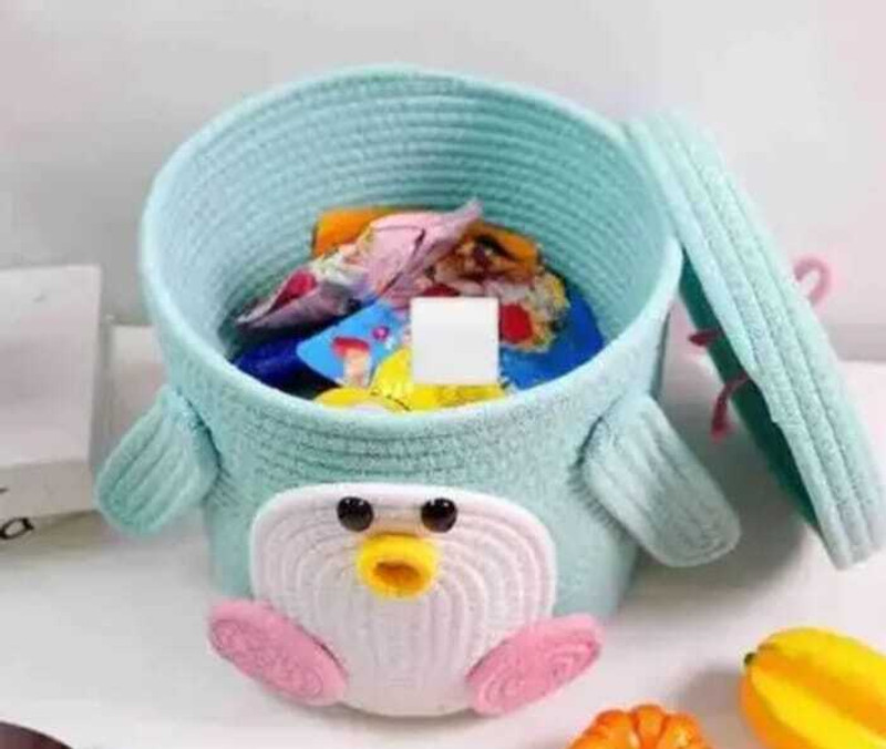 Umar Textiles 1 L Blue Laundry Basket(Cotton)