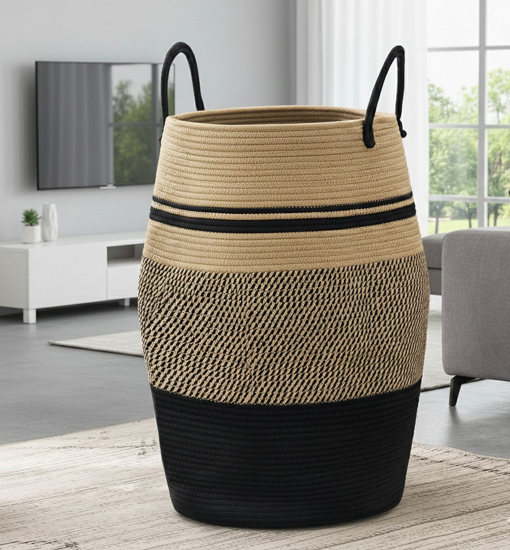 ApnaCart Store 25 L Multicolor Laundry Basket(Jute)