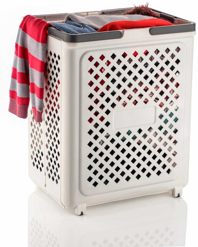 Velfree 45 L White Laundry Basket(Plastic)