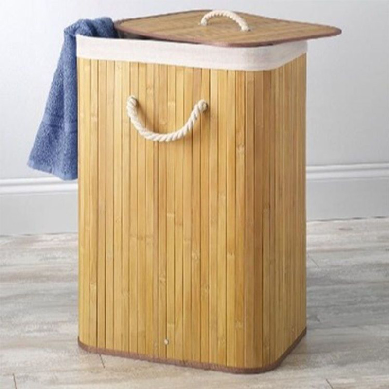 SHOPOGENIX 80 L Beige Laundry Basket(Bamboo)