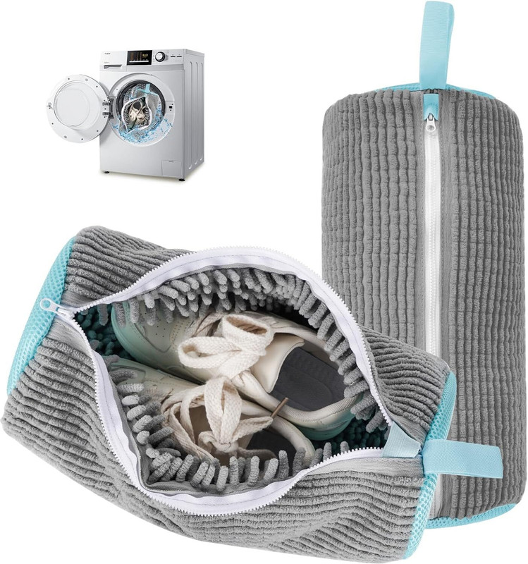 HOKAL Shoe Washing Machine Bag Reusable with Durable Zipper for Sneakers Organizer Bag Laundry Trolley(Grey)