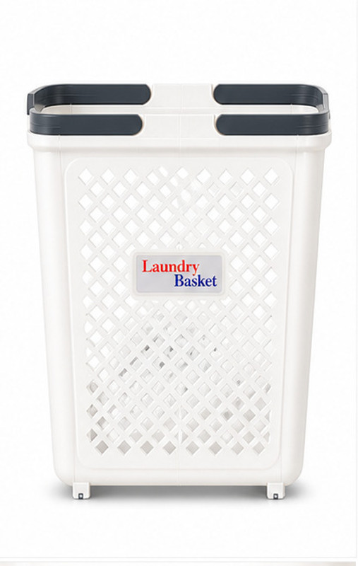 NidhiRaj Ventures LB-50L WHITE LAUNDRY BASKET Laundry Trolley(White, Grey)