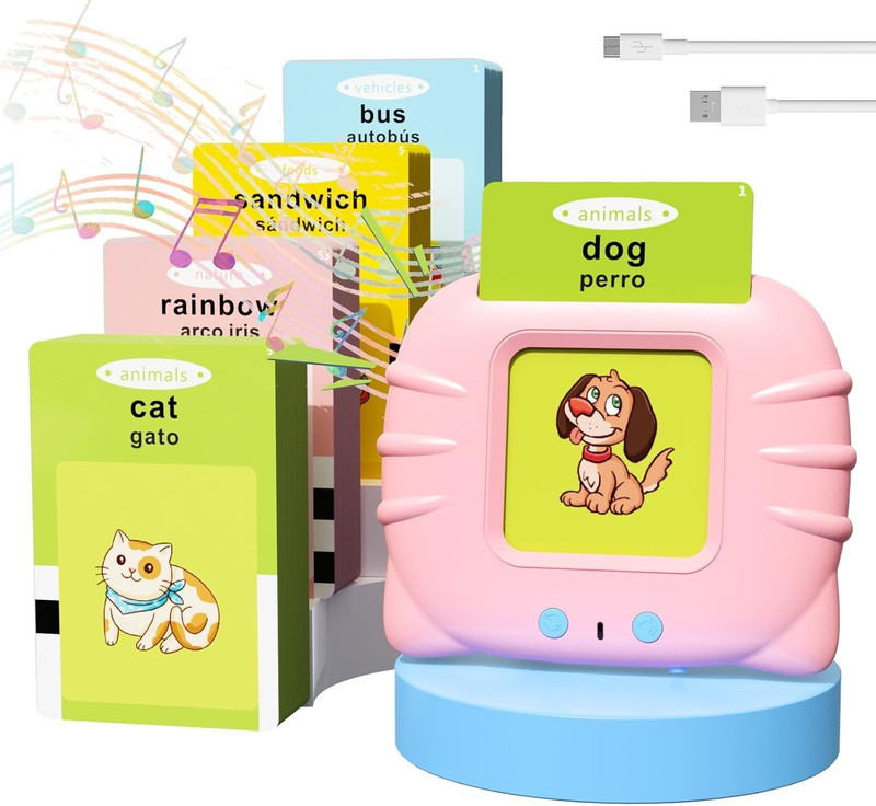KeepCart Talking English Words Flash Cards for Kids Early Educational Learning Device Toy(Pink)