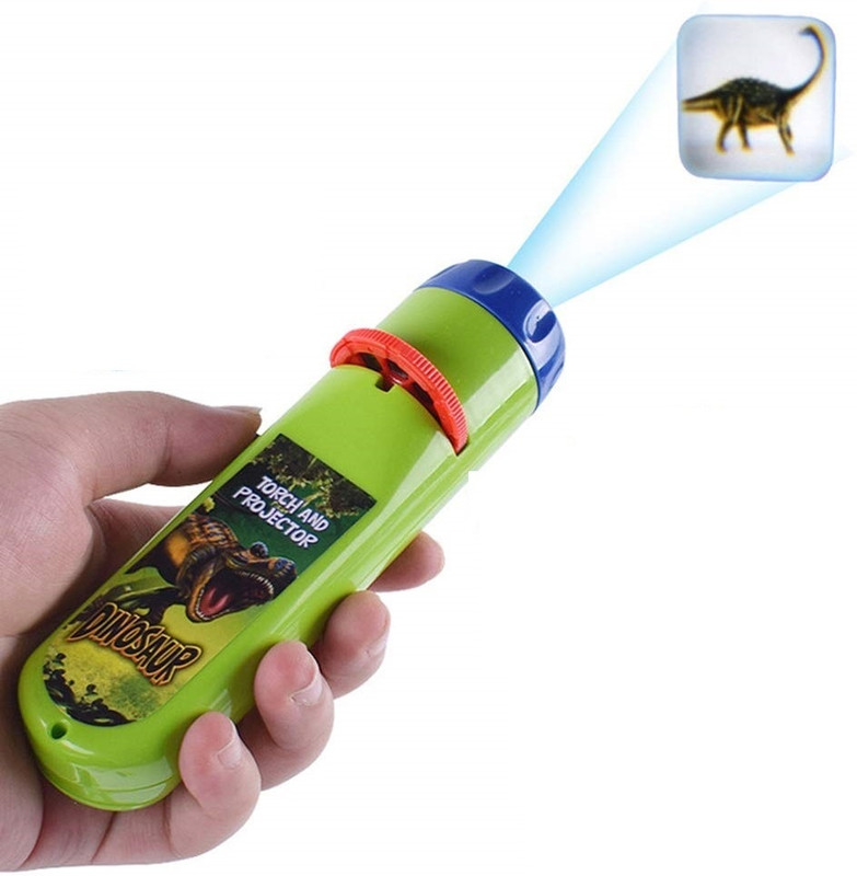 WHITE POPCORN Mini Projector Torch Slide Flashlight Light Dinosaur(Multicolor)