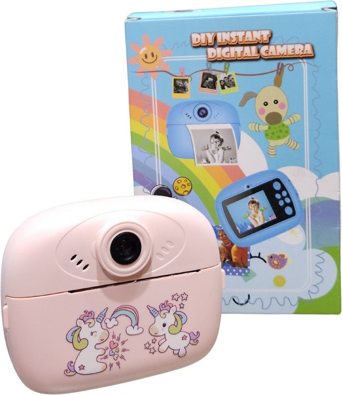 Play More DIY Instant Print Camera for Kids Dual Lens with Fun Stickers & Color Pens(Pink)