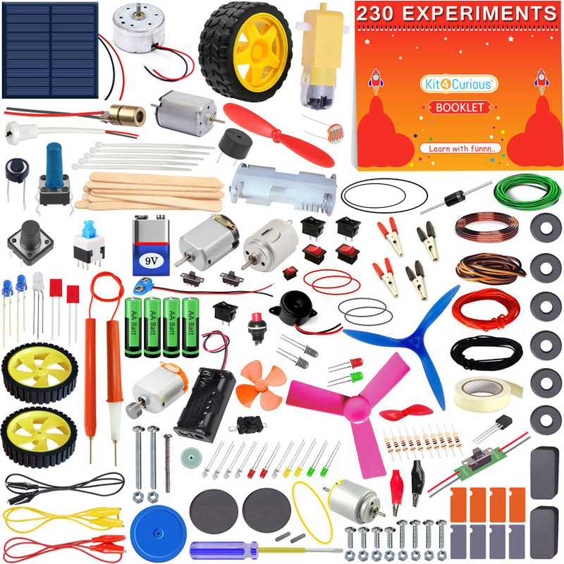 Kit4Curious 230 DIY Projects Science & Fun innovation kit with booklet and tutorials(Multicolor)