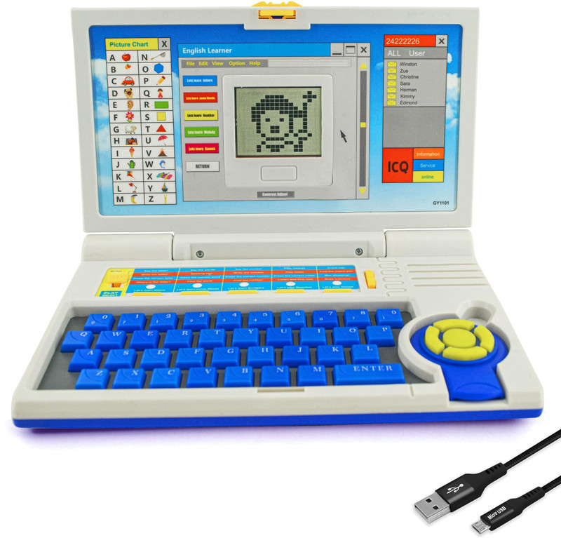 Jasin and co Kids Educational Laptop | USB Rechargeable | English Learning & 20+ Games(Multicolor)