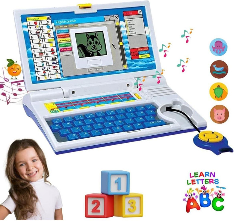 TMT STORE Educational Computer ABC and 123 Learning Kids Laptop with LED Display and Music(Multicolor)