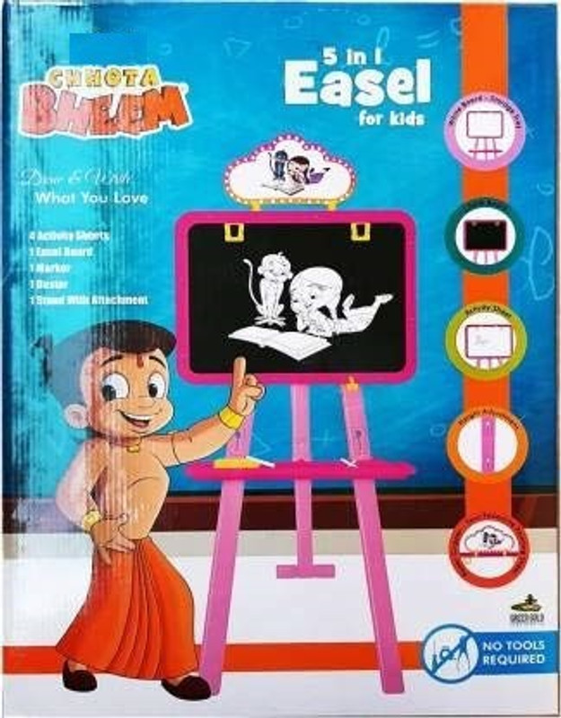 JMdSports 5in1 Dual Side Bheem Easel Board For kids(Multicolor)