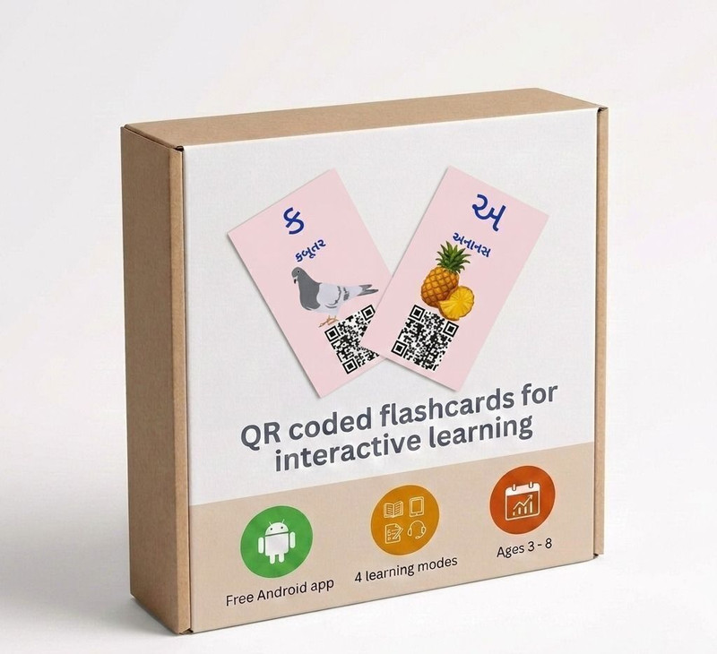 Srrt Kidz Gujarati Kakko & Barakhadi Alphabet Flashcards with LEARNING APP Kids 2-6(Multicolor)
