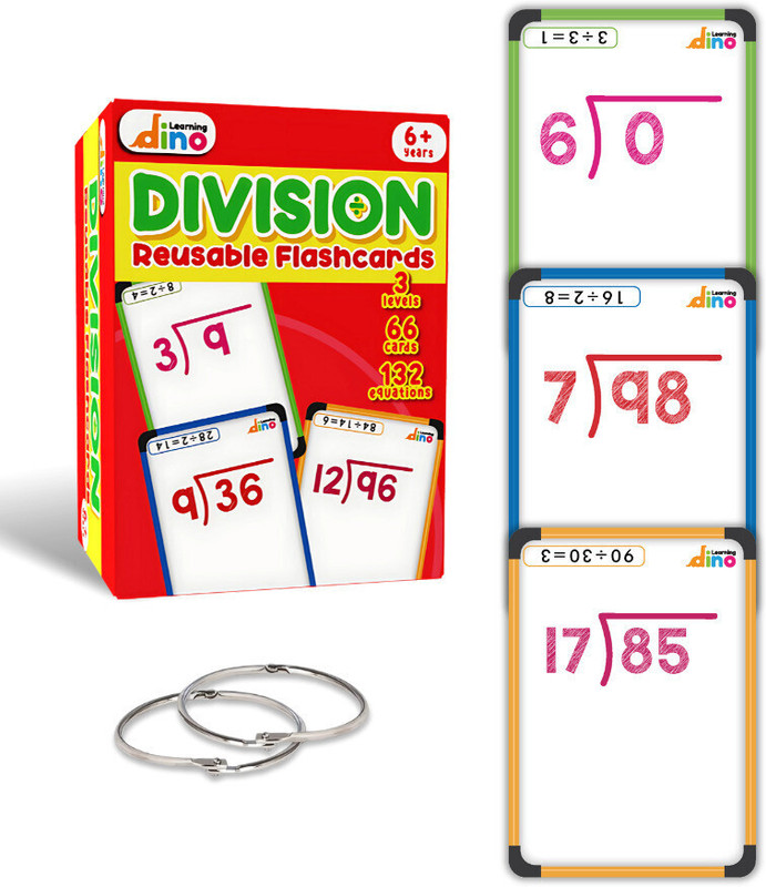 Learningdino Division Flashcards - 1st Grade, 2nd Grade, 3rd Grade(Multicolor)