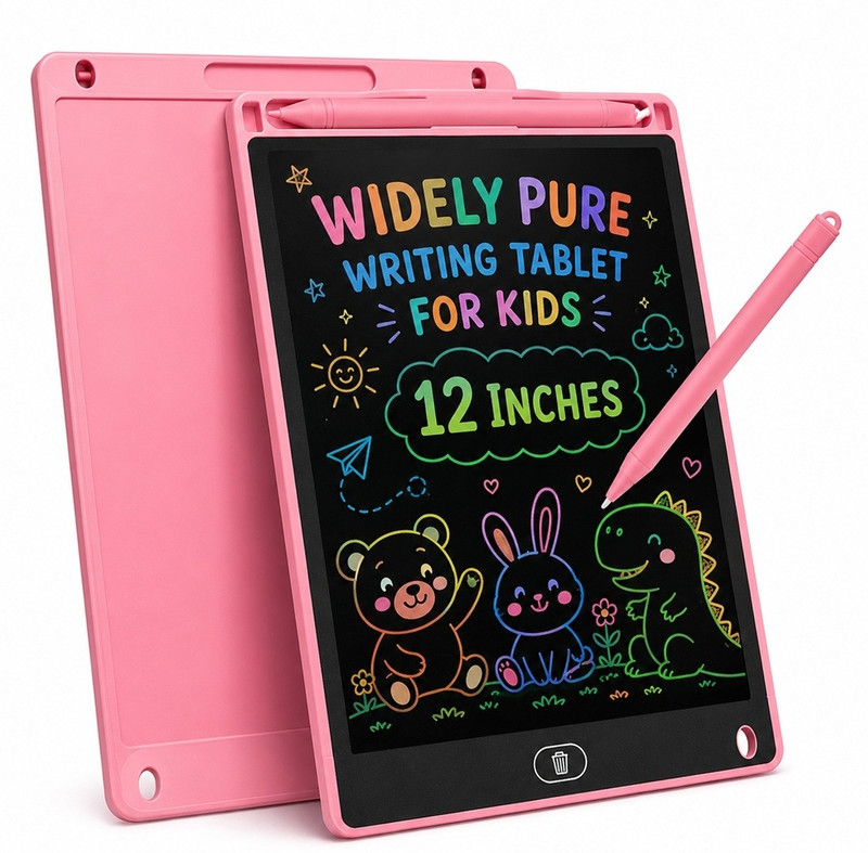 Widely Pure LCD Writing Tablet for Kids, 12 Inches, with Pen, Magic Slate Drawing Doodle(Multicolor)