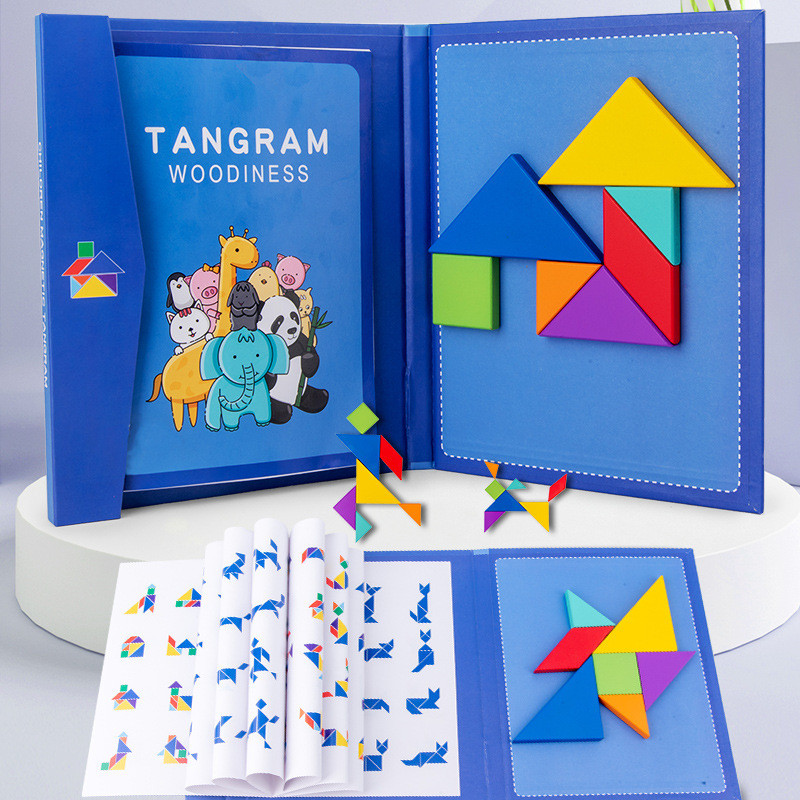 Nafhotoz Kids Foldable Puzzle Book – Magnetic Tangram Wooden Set(1 Pieces)