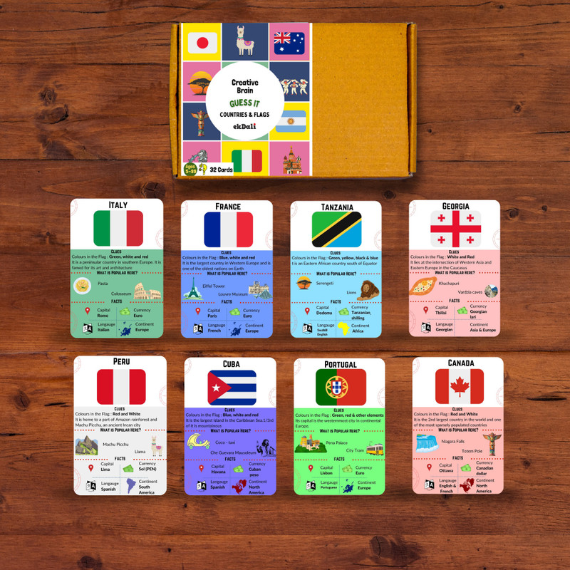 ekdali Flag Recognition Flashcards: Flags of the World and other amazing facts(Multicolor)