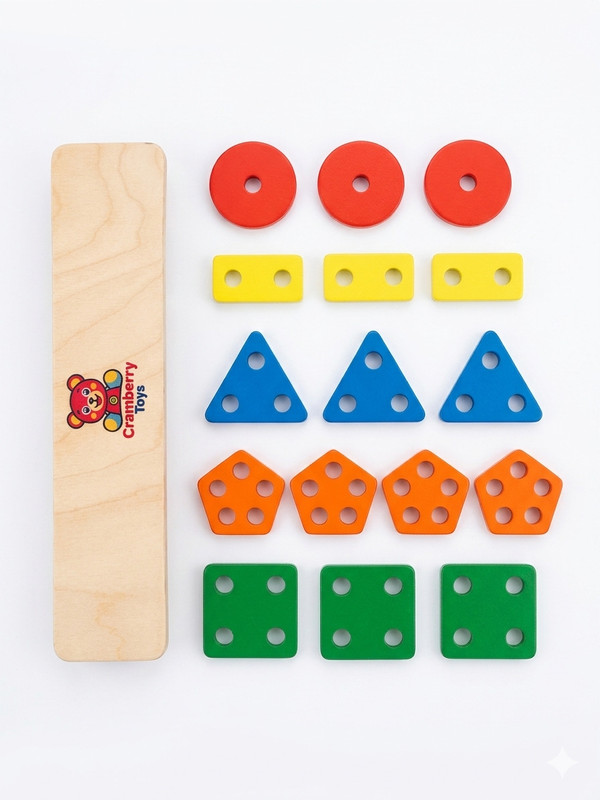 Cramberry Toys Geometric Blocks Stacker Shape Sorter Puzzle Stacking Set for Kids(Multicolor)