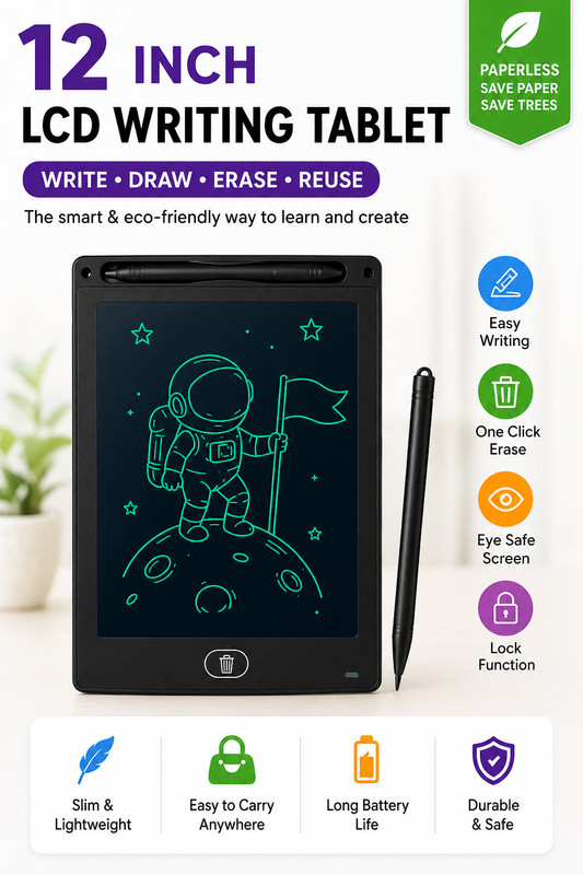 Anushree Mart LCD Writing Tablet 12" (inch)(Black)