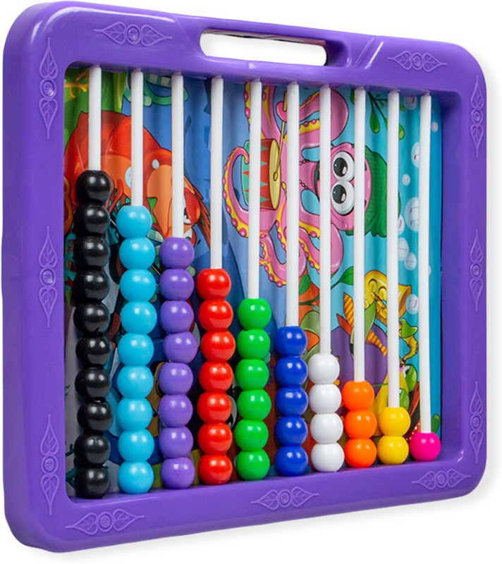 Ratnas 2 In 1 Counting Slate with Beads & Black board on the back Purple(Purple)