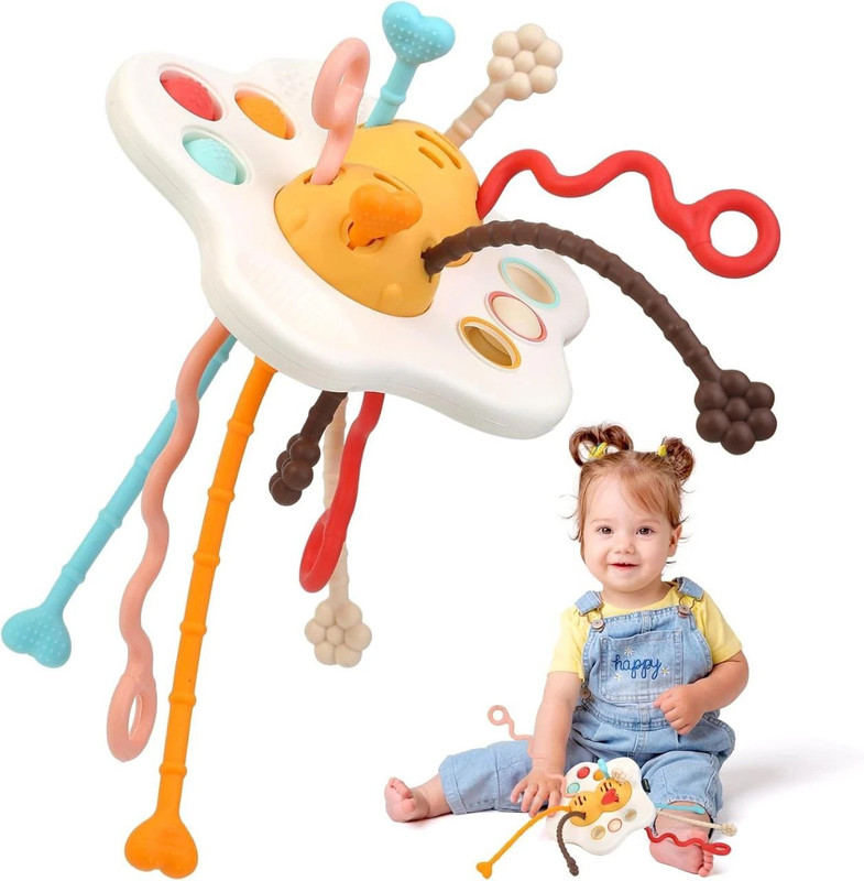 P PAYTAG Star Food Grade Silicone Pull String Learning Toy for Kids and Teething Toys(Multicolor)