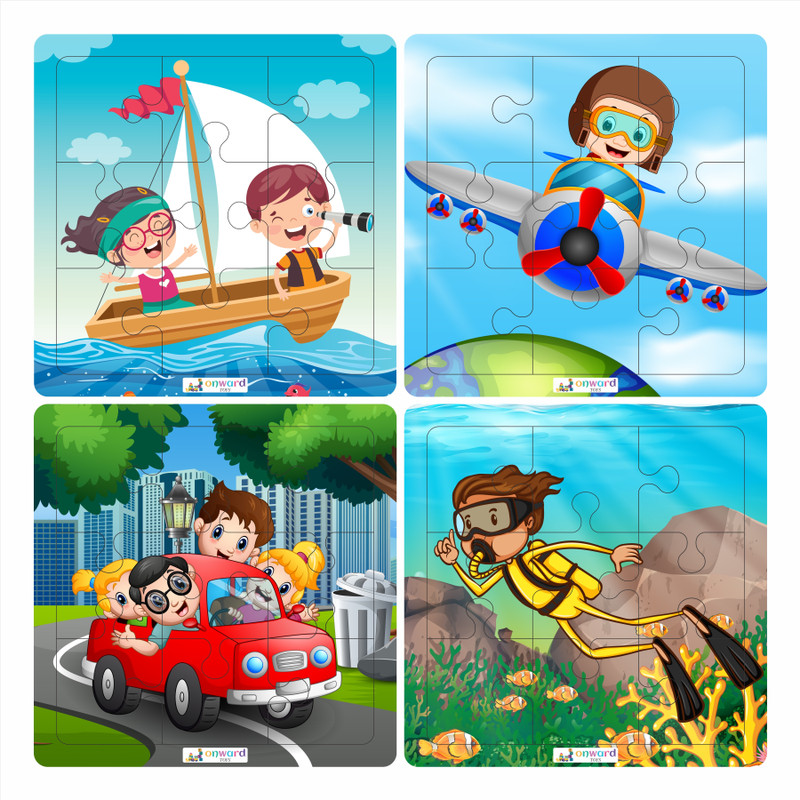 himanshu tex 9 pcs wooden Jigsaw Puzzles of cartoon for Children (Pack of 4) (36 Pieces)(Multicolor)