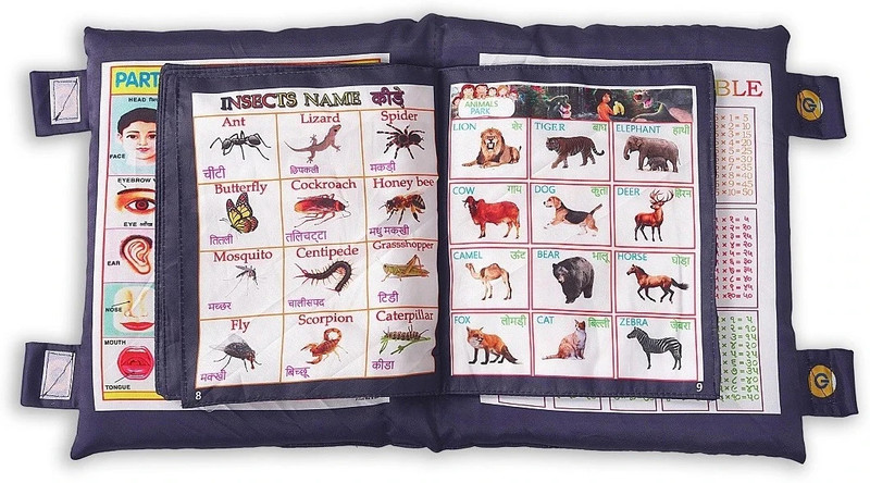 HIM TAX Kid's Learning Cushion Pillow Cum Book with English Alphabet Animals Names(Multicolor)