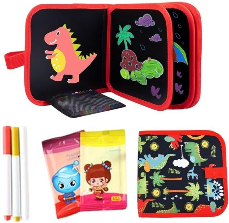 Whimsies Kids Erasable Doodle Book Set, Reusable Drawing Pads(Red)
