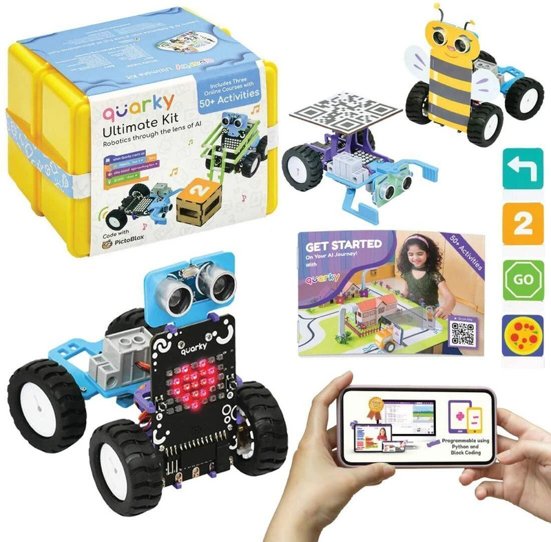 Quarky Ultimate AI Robotics Kit for Kids 7+ | Mechanical Builds & 50+ Learning Projects(Multicolor)