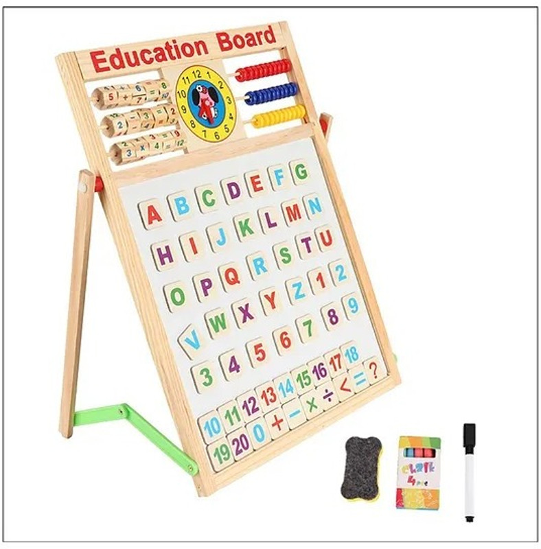 Pepstter 2 in 1 Writing Board | Double Sided Slate with Magnetic Alphabets & Numbers(Multicolor)