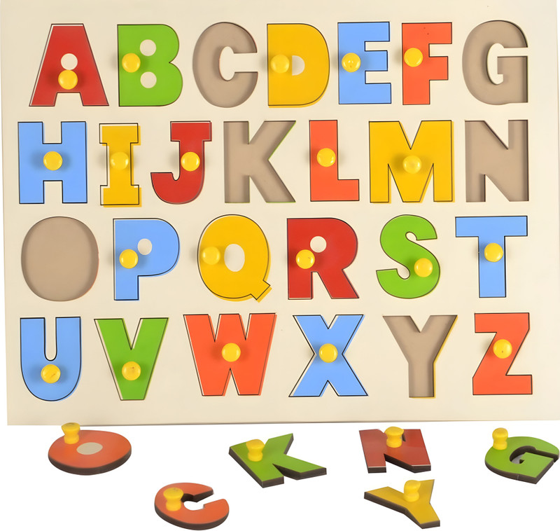 Alafi Wooden Capital Alphabets Letters ABC Puzzle Board for Kids 3-5 Years-3(Multicolor)