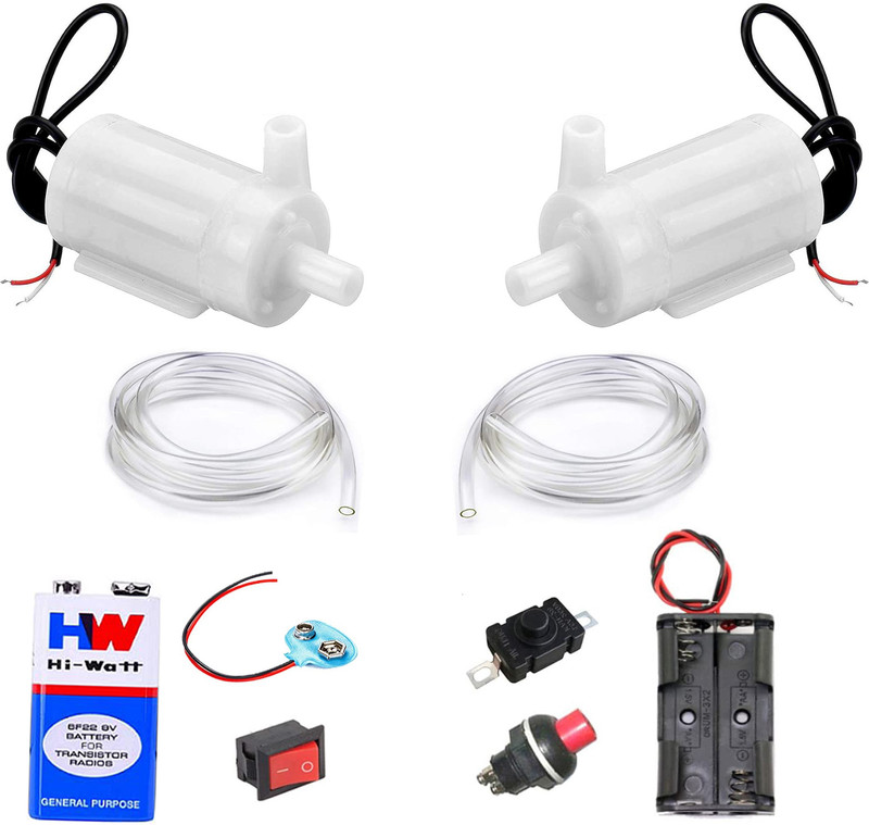 SYMFONIA Submersible Mini water pump with 9v, AA Holder, Switch and pipe complete set(Multicolor)