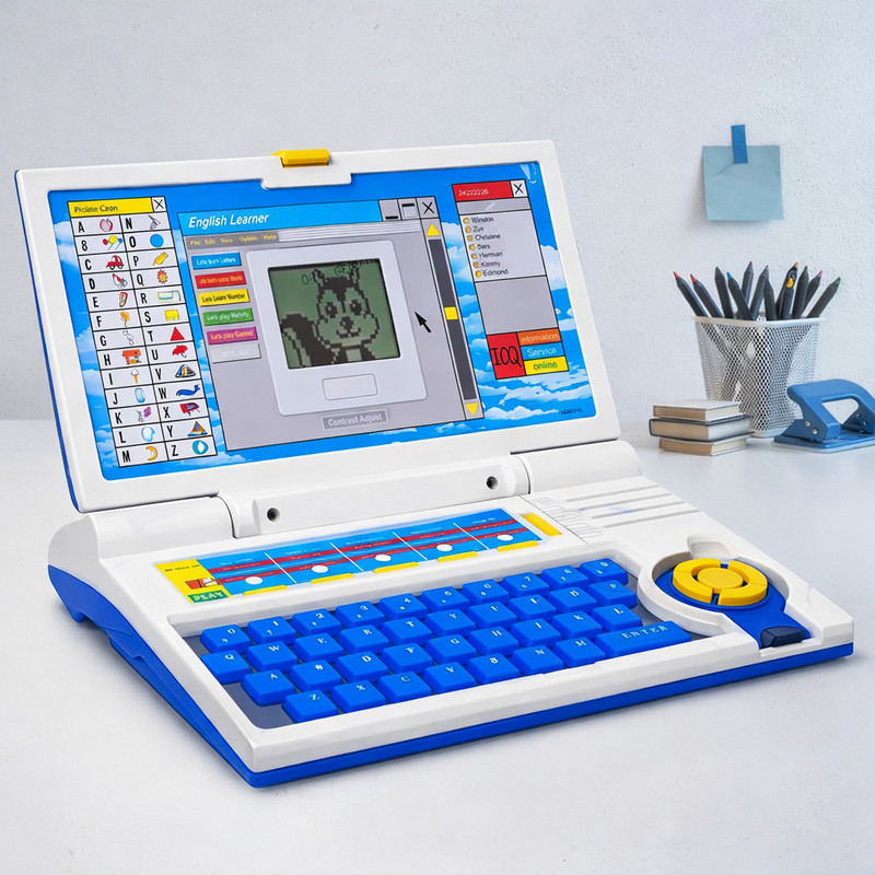 WORLD OF TINY Kids Learning Laptop Toy with LCD Screen, English ABC & 123 Educational Computer(Multicolor)