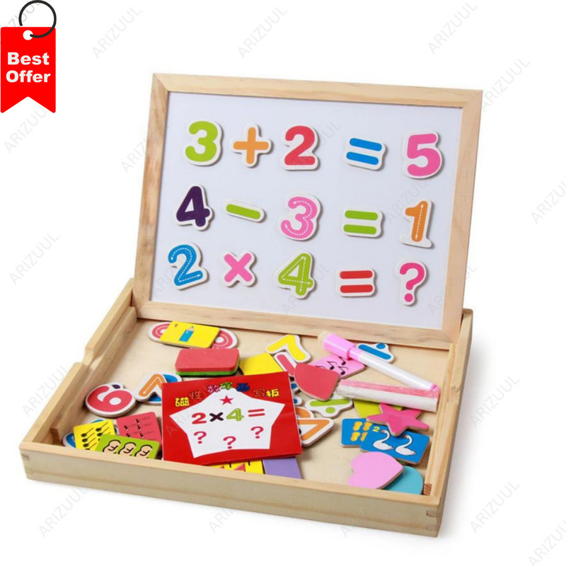 Arizuul Magnetic Wooden Activity Board for Kids – Chalkboard & Whiteboard Drawing Set(Multicolor)