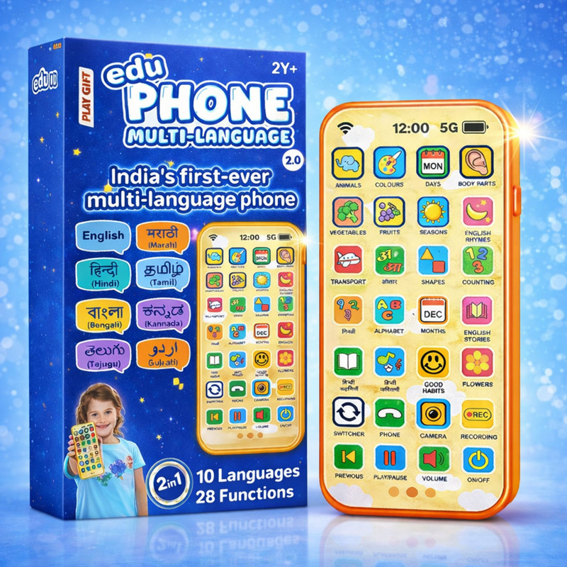 Takhatmal Early Education Mobile Phone Toy with 10 Language Learning Phone Toy for Kids(Multicolor)