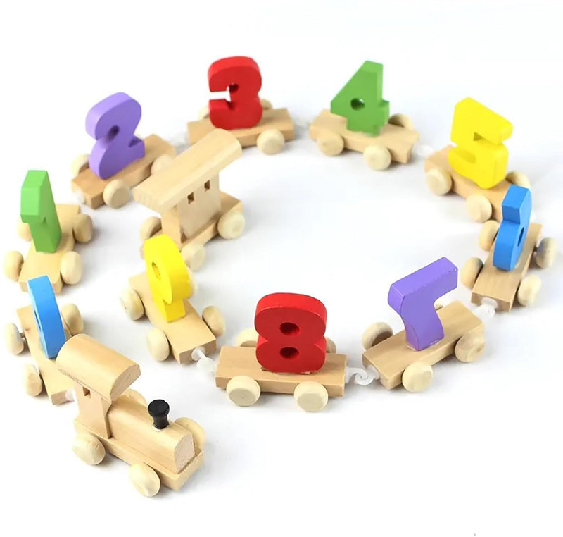 Little Mind Wooden Numbers Colorful Train, Vehicle Pattern 0 to 9 Number For kids(Multicolor, Pack of: 1)