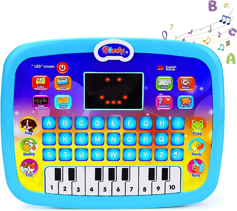 MAIRAAG Kids Educational Musical Keyboard Toy with Alphabet, Words, Music & LED(Multicolor)