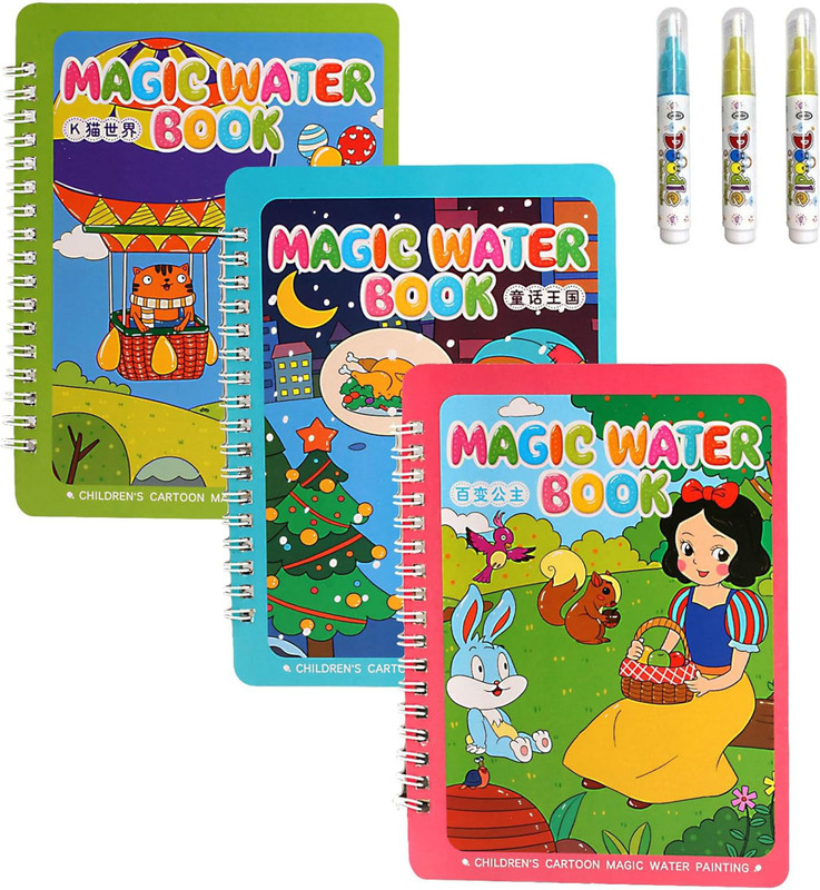 YEWISH Magic Water Drawing Book for Kids – Reusable Coloring Book & Pen – Activity Book(Multicolor)