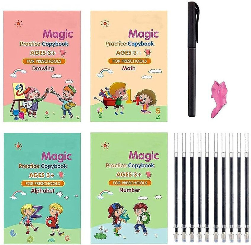 GoodsNet Magic rewritable kids magic book set of books(Multicolor)