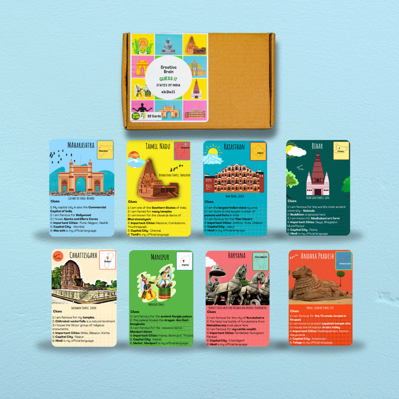 ekdali Indian States and Monuments Flash Cards for kids - Designed to learn easily(Multicolor)