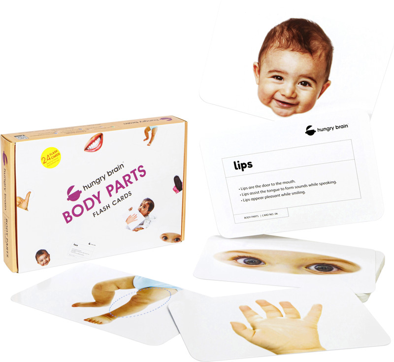 hungry brain Body Parts Flashcards For Kids(White)