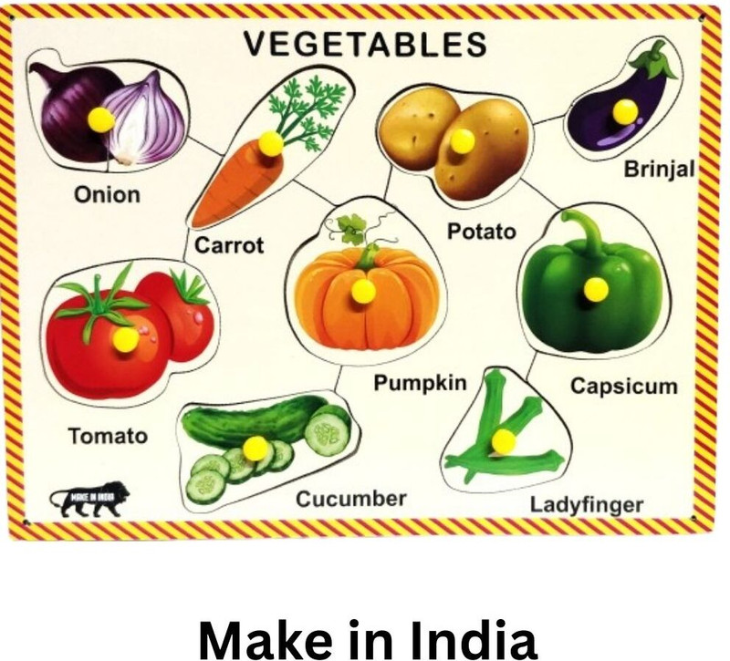 APD Vegitable learning education wooden board |Vegetable Name learning wooden board(Multicolor)