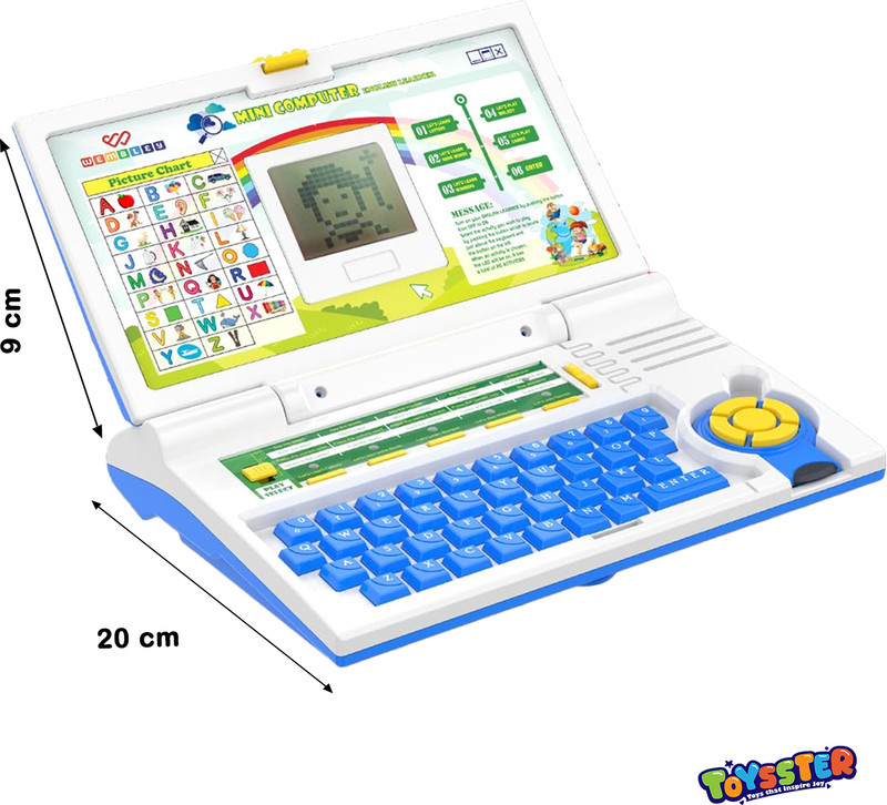 TOYSSTER Educational Learning Laptop, Self and Fun English Learner Blue and White(Multicolor)