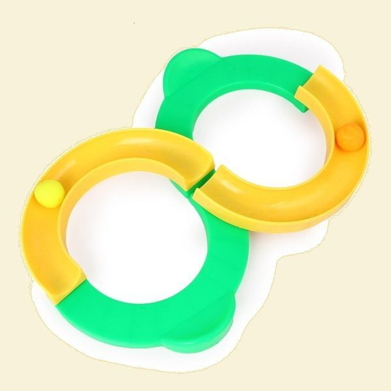 asian 8 Shape Infinite Loop Interaction Creative Track Toy with 2 bouncing ball New(Multicolor)